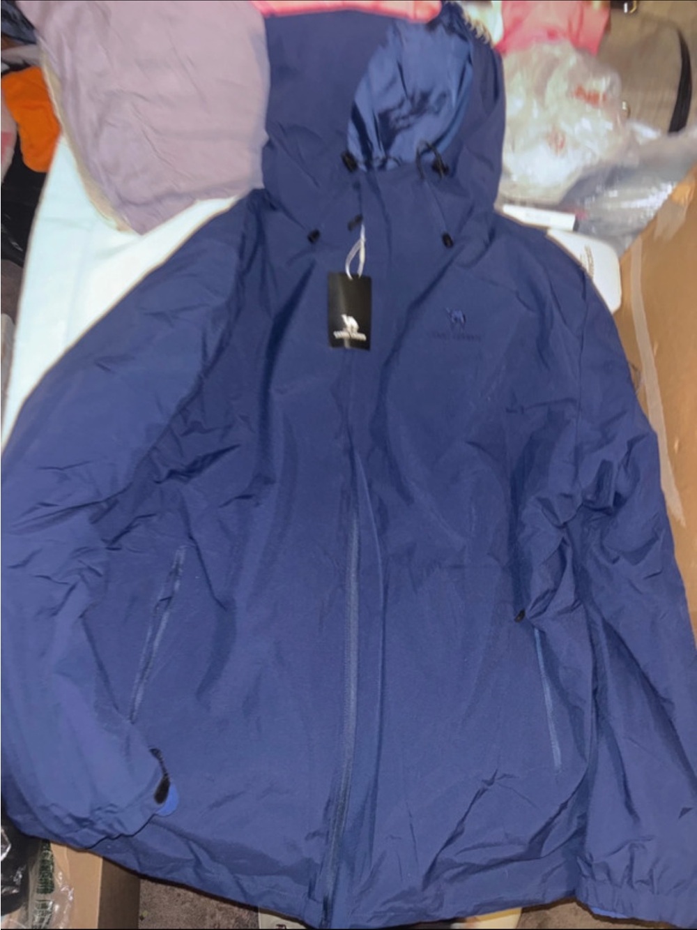 Men's Navy Blue Hooded ski Jacket - Unbranded